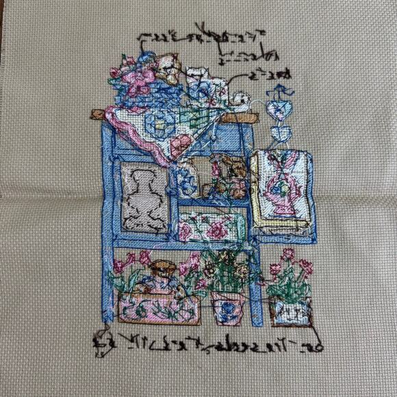 Vintage Cross Stitch Cats Friendships Bloom Quote COMPLETE ready‎ to frame - Picture 5 of 7